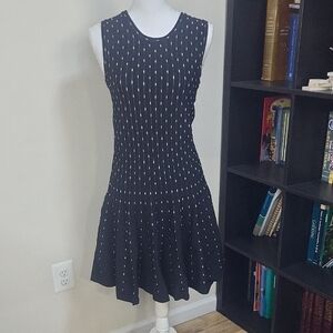 JOHN + JENN Black White Stretch Rayon Nylon Knit Sleeveless Fit & Flare Dress